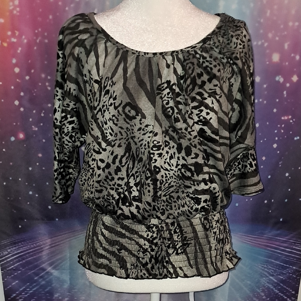 1955 Vintage Zebra Batwing Sleeve Graphic Sweater